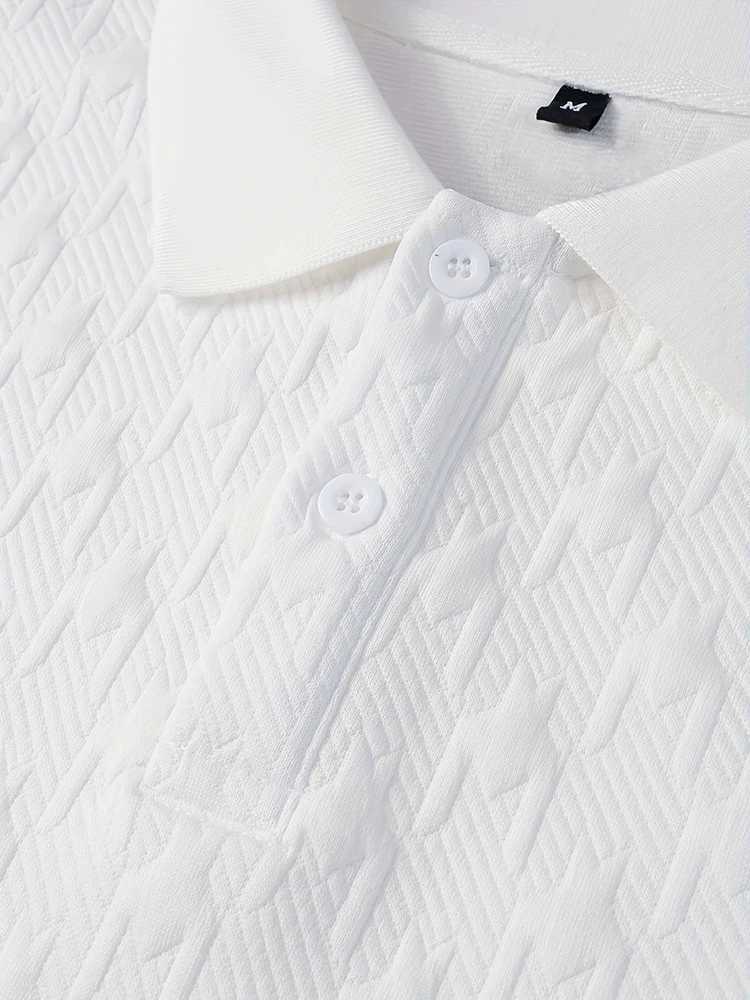 Fashion Mens Polo Shirts 2025 Spring Summer Daily Casual Textured Solid Color Polo Shirt For Men Vintage Short Sleeve Pullovers XJ250605