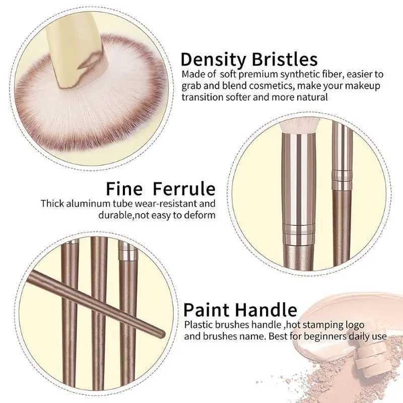 3-20PCS Makeup Brushes Set Professional Soft Fluffy Foundation Eyeshadow Concealer Blending B Brush Kabuki Women Beauty ToolW250605