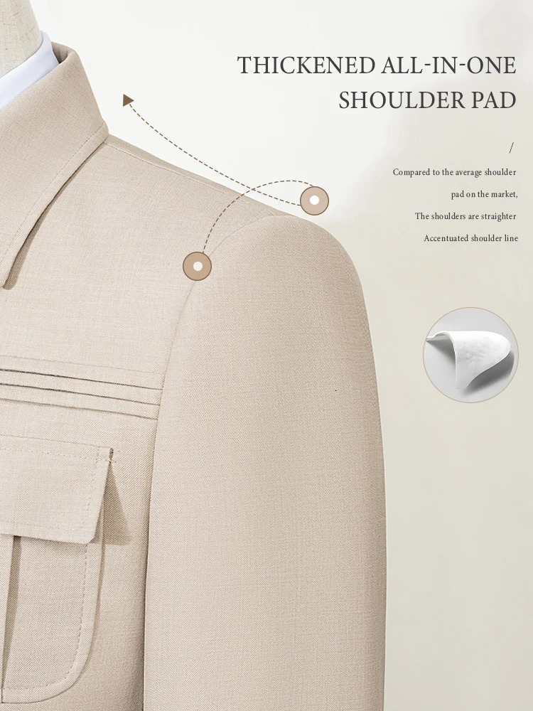 ST Cassy Mens Suit Classic Fit Single Breasted Multiple pockets Solid Color Casual Business Dress Suit 250530