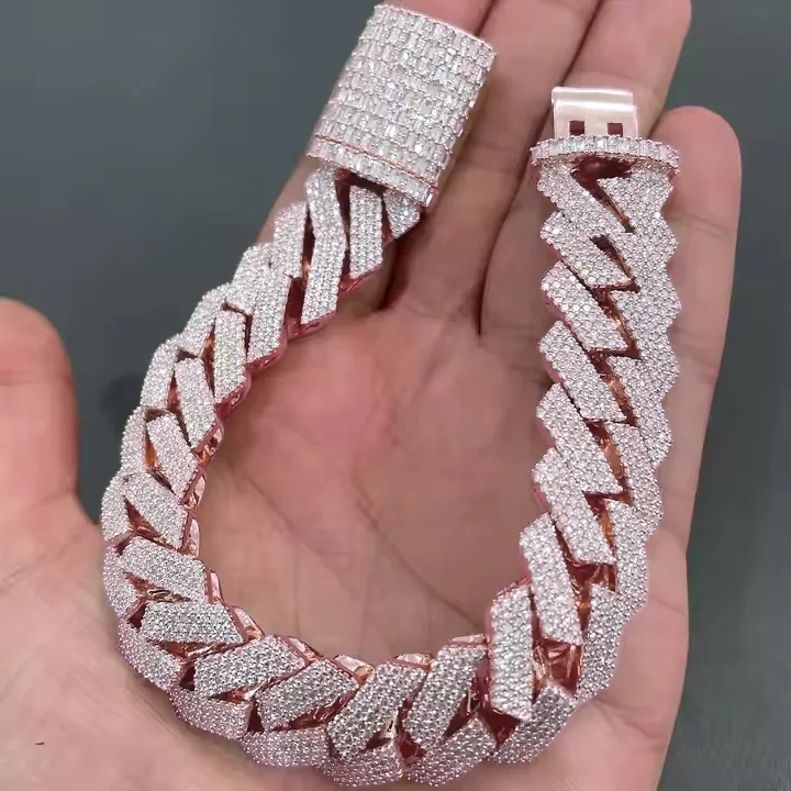Iced Out Jewelry Vvs Dias Custom 24mm Necklace Hip Hop Sier Cuban k Chain Moissanite