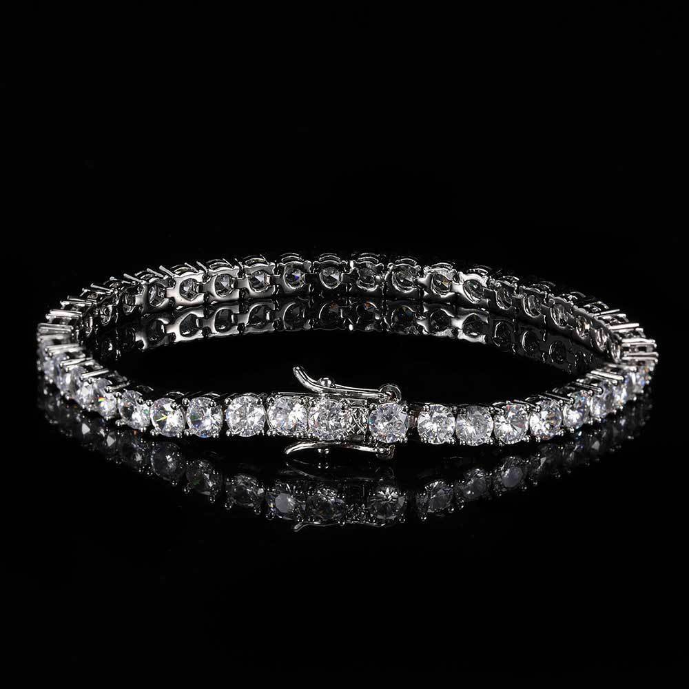 Hip Hop 925 Silver Moissanite Tennis Bracelet Trendy Personality Mens Bracelet Jewelry