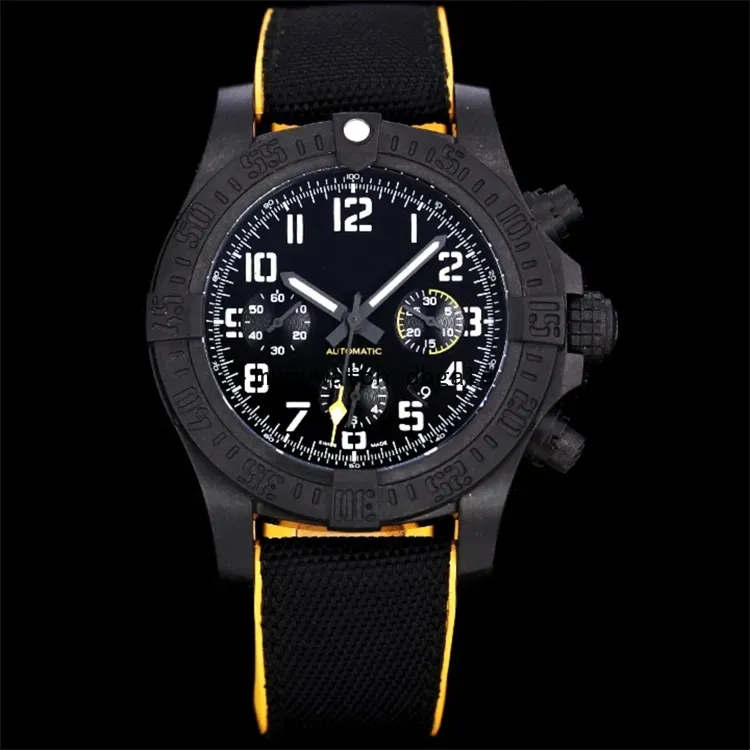 Motre be luxe diamond watch wristwatch 45mm chronograph mechanical movement Carbon fiber case men watches wristwatches Relojes