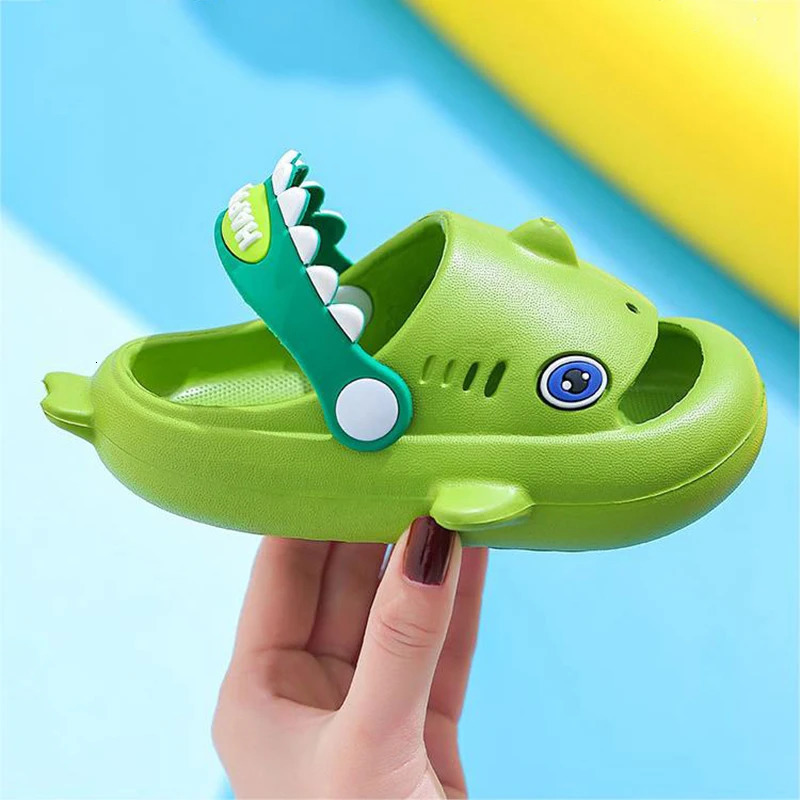Kids Megalodon Shark Slippers Toe Protection Waterproof Anti-slip Garden Shoes Boys Girls Outdoor Casual Beach Sandals Children 250604