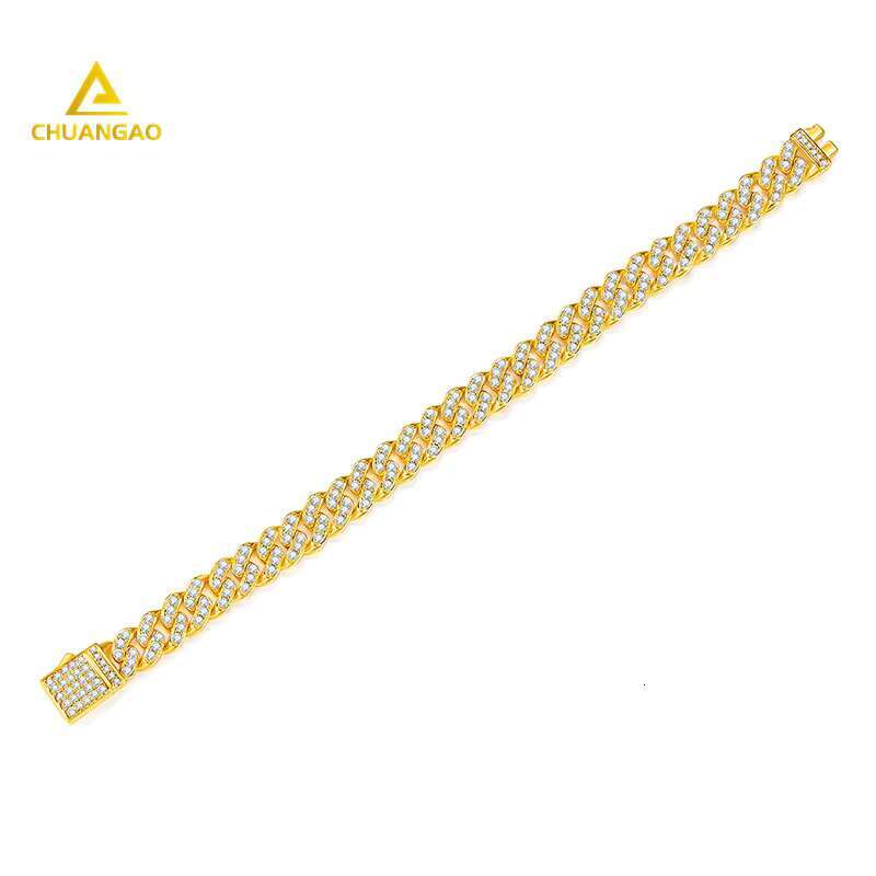 Silver 925 Gold Plated Mossinate DEF VS+ Pass Tester Diamond Tennis Cubain Bracelet Gra Cuban Custom Fine Diamond Jewelry Men