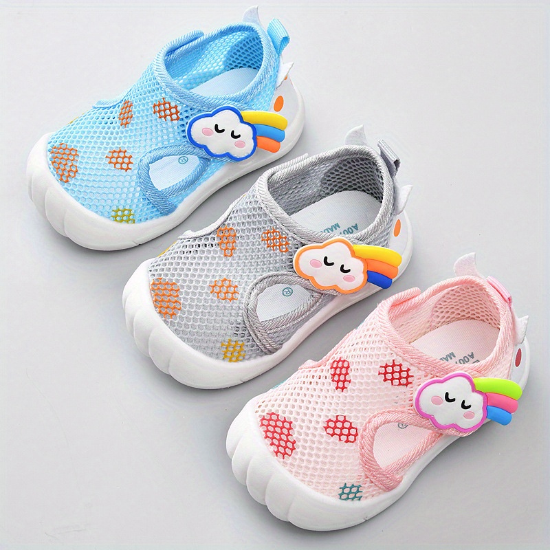 Baby Boys Girls Breathable Double Mesh Toddler Shoes Soft Bottom Elastic Comfortable Non-slip Casual Shoes for Learning Walking