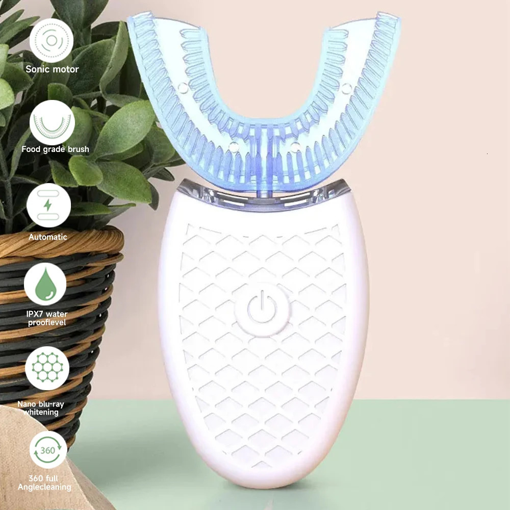 U-shaped Electric Toothbrush 360 Degrees Sonic Electric Toothbrush Silicon Head USB Rechargeable Waterproof Brush 250604