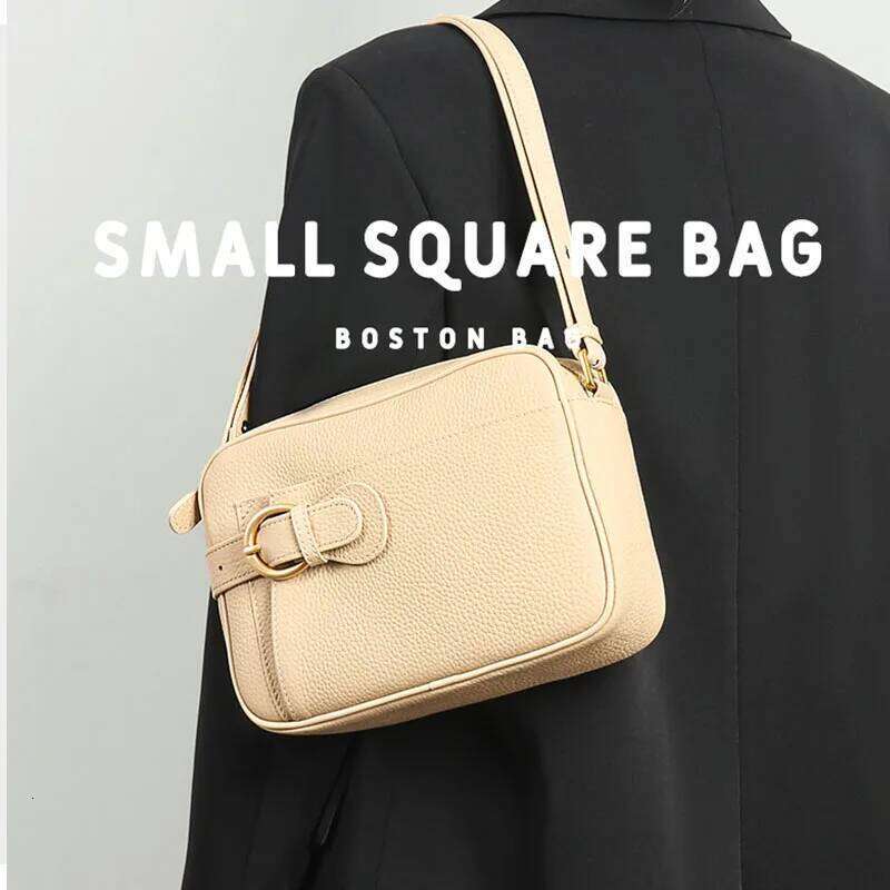 Women Leather Small Crossbody Designer Genuine Leather Tofu Underarm Bag Fashion Ladies Travel Purse Messenger Shoulder Bag