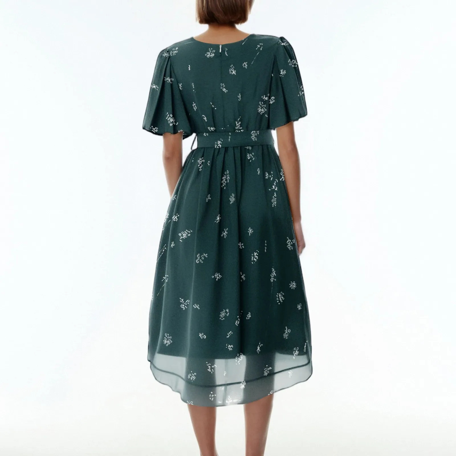 Women Summer Thin Dress Daily Casual Fashion Wrinkles VNeck Waist Cinching ALine Zipper Lightweight Comfy Vacation 250604