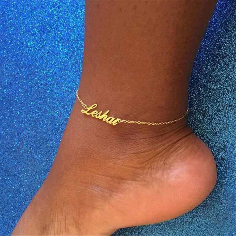 Custom Crown Name Anklets For Woman Stainless Steel Personalizado Letter Foot Bracelet Summer Beach Jewelry Gift 250528