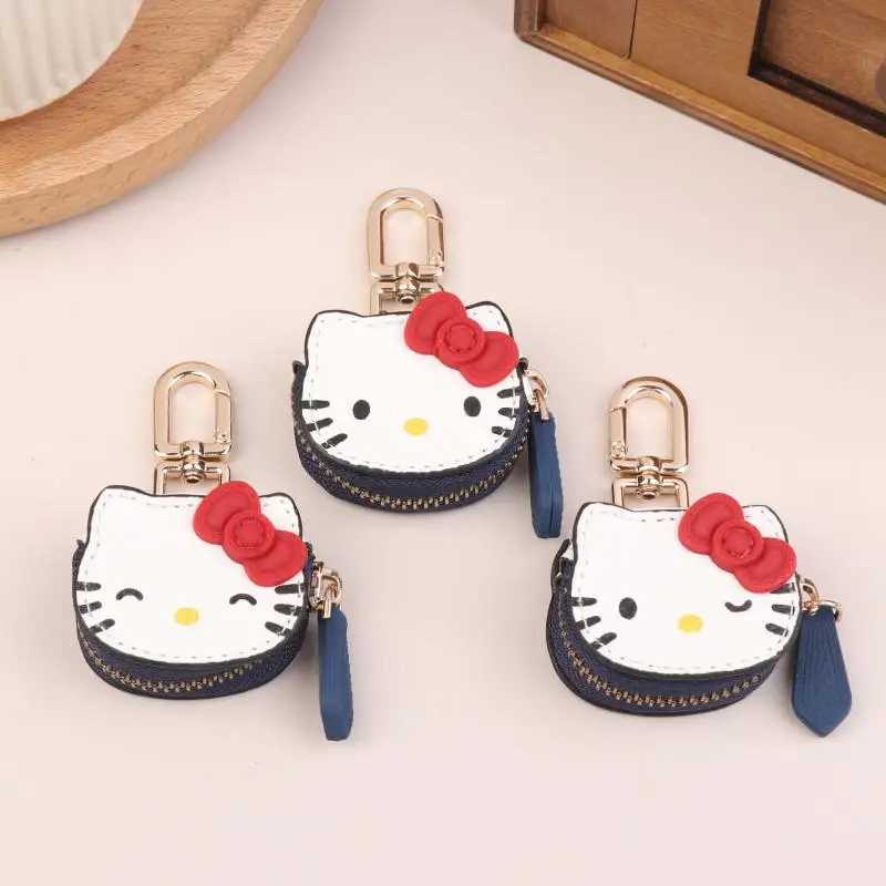 Sanrio Japanese Leather Bow Hello Kitty Keychain Cute Kawaii Charm Hello Kitty Bag Pendant Accessories Birthday Giftw250620