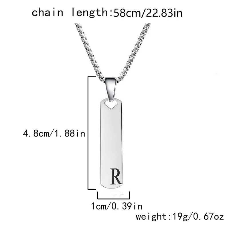 Simple 26 English Initial Letter Necklaces for Women Men Silver Color Square Pendant Necklace Personalized Jewelry Birthday Gift XJ250604