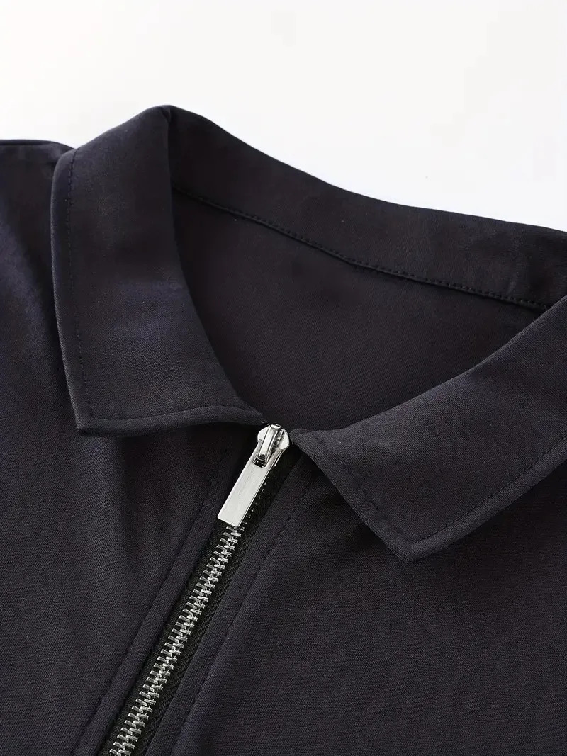 2025 Summer Mens Solid Color Polo Shirt Short Sleeve Turn-Down Collar Zipper Tshirts For Men Casual Streetwear Male Tees 250604