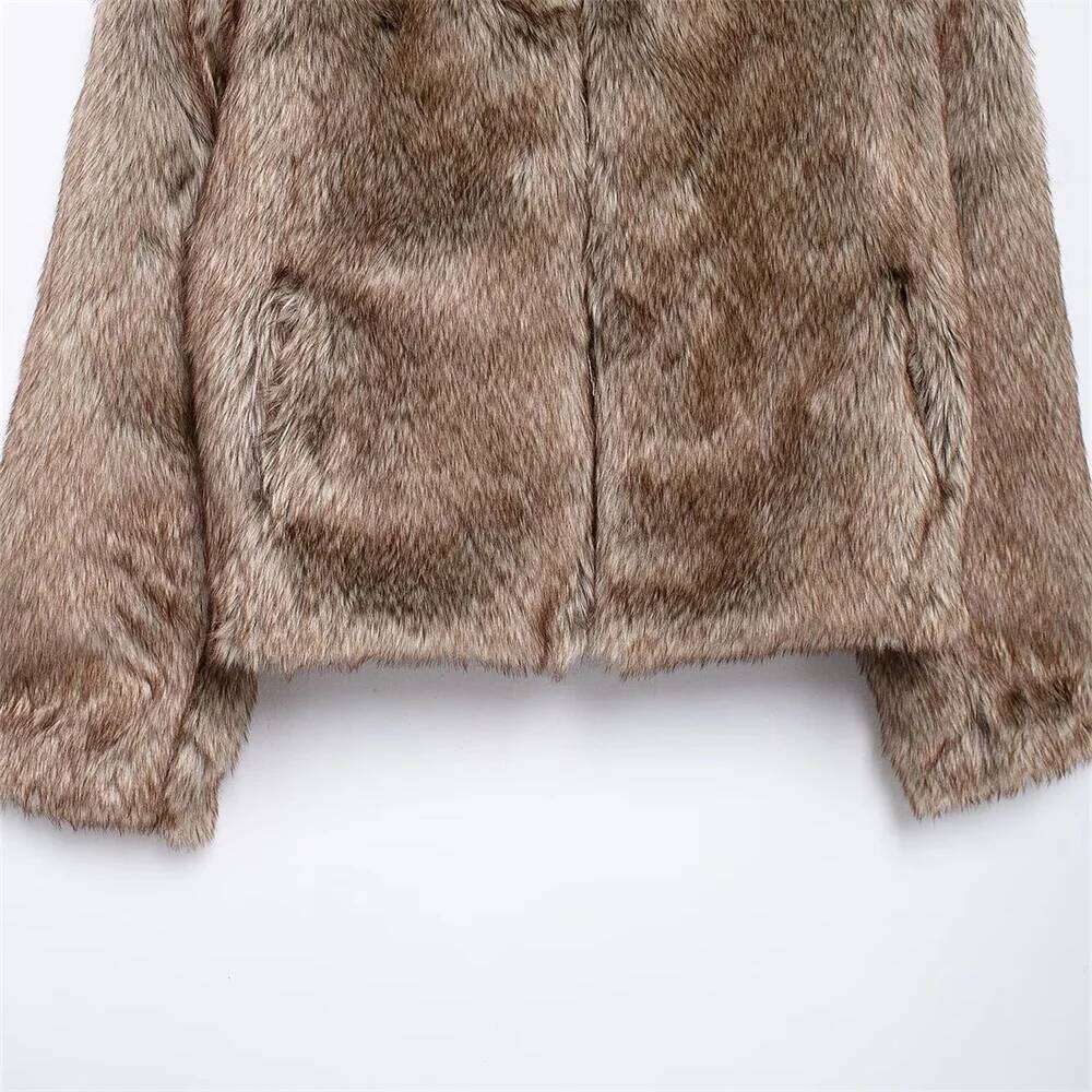 Coats Designer Women UNIZERA Women's Pocket Decoration Warm Zipper Style Fur Autumn And Winter New Item Lapel Long Sleeved Loose Jacket Designer