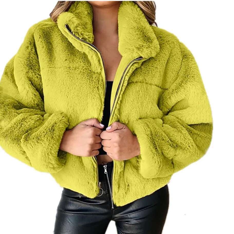 Coats Designer Women Autumn And Winter Fashion Solid Warm Color Zipper Fluffy Artificial Fur Short Women's Street Jacket Designer