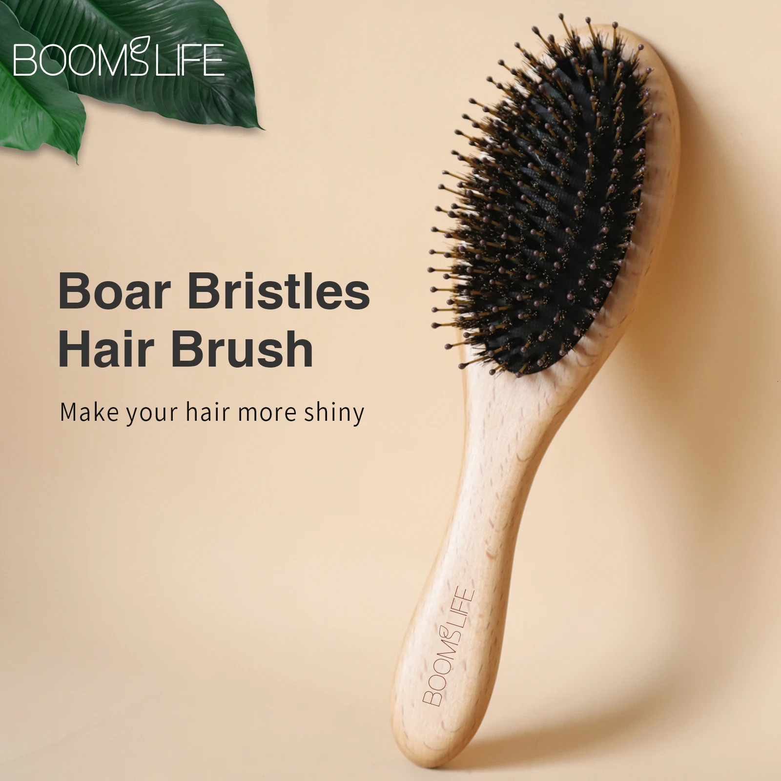 Boar Bristle Hair Brush Women Combs for Hair Anti-Static Scalp Massage Comb Wood Hair Brush for Curly Thick Long Hair Detangler 250603