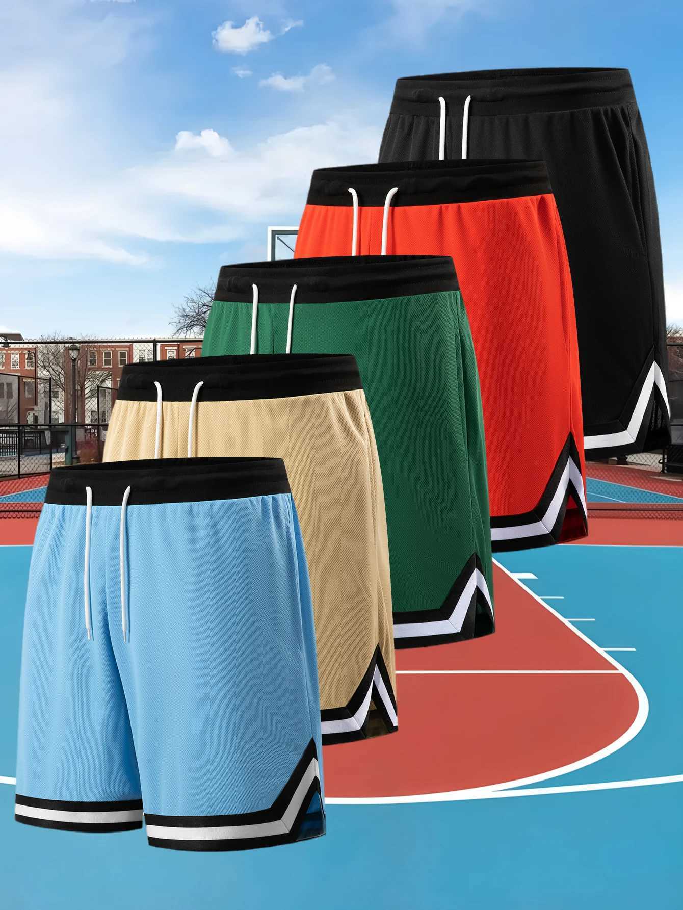 Summer Sports Shorts Mens Casual Five-point Pants Trend Loose Basketball Outer Wear Big Pants Mesh Thin Section XJ250605