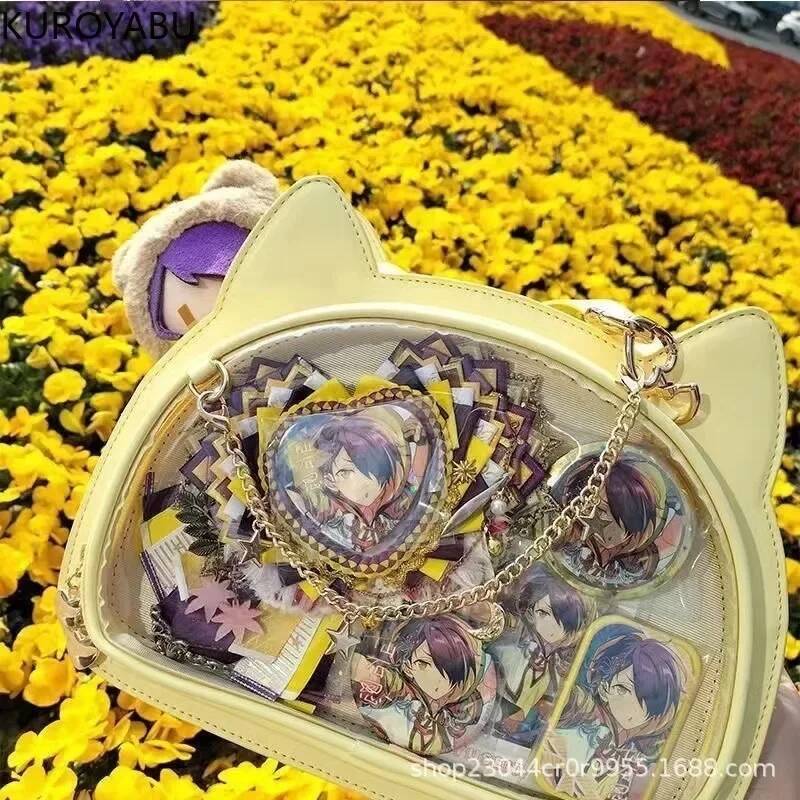Cute Japanese Y2K Bag 2025 New Women's Handbag Uniform Cat Ears Itabag One Shoulder Gothic Haruku Fashion Transparent PU Bags
