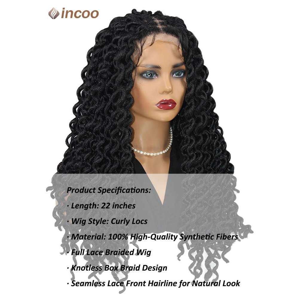 22" Curly Locs Synthetic Dreadlock Cheap On Clearance Sale Box Braids Hair Wig Full Lace Braided Wigs For Black Women