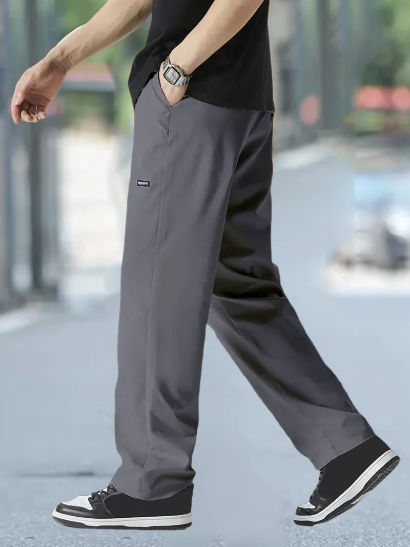 2025 Mens Ice Silk Cargo Pants Y2K Streetwear Straight Leg Tactical Breathable Quick Dry Summer Casual Trousers Hip Hop Urban 250605Z