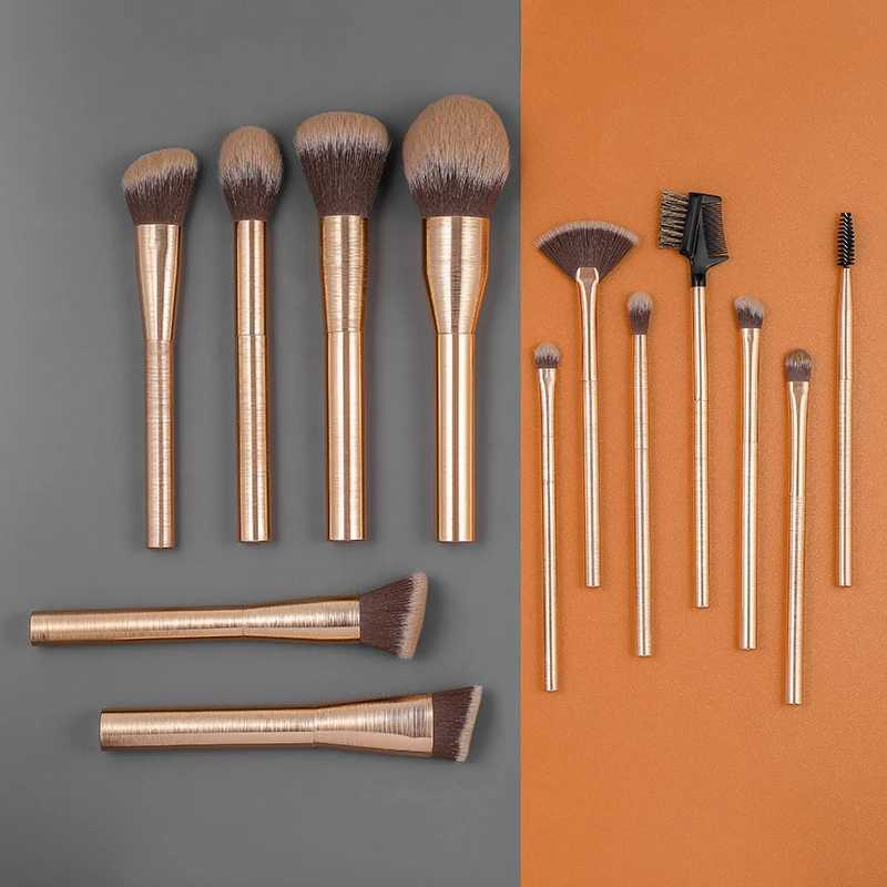 15pcs High Quality Professional Makeup Brushes Beauty Cosmetic Premium Synthetic Rose Gold Aluminum Handle Face Eye Brush setW250605