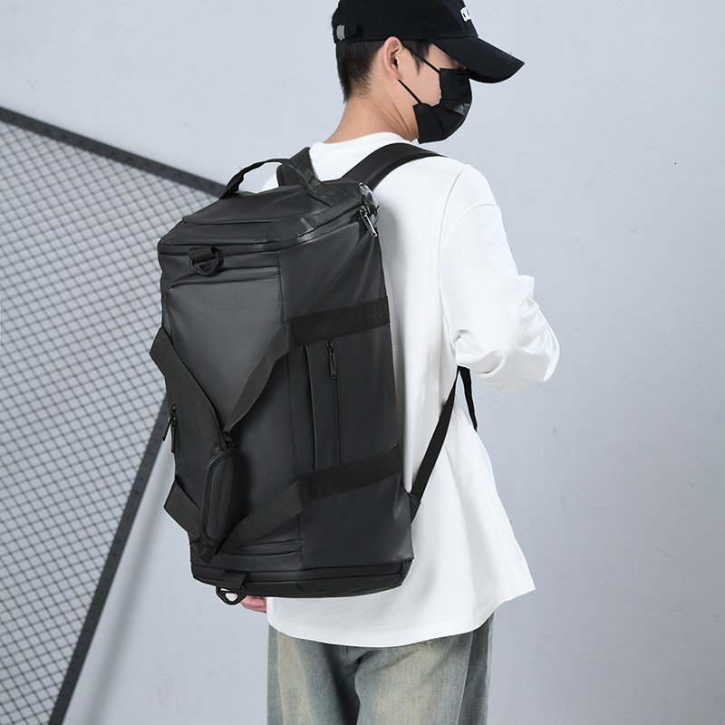 Men's Multifunctional Single Shoulder Crossbody Double Dry and Wet Separation Bag Short Trip Large Capacity Travel Backpack