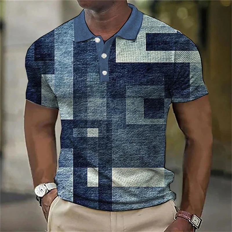 Vintage Splicing Striped Plaid 3D Printed Polo Shirts For Men Clothes Fashion Women Streetwear Block Graphic POLO Shirt Y2k Tops 250527