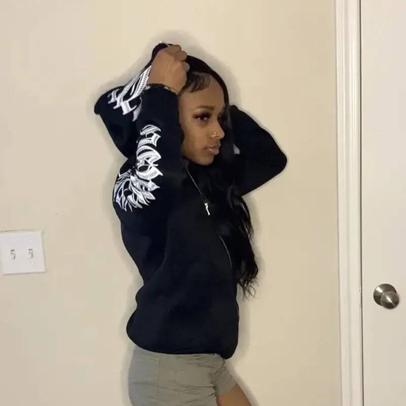 Y2k Fashion Hoodies Men Haruku Gothic Printed Oversized Full Zipper Sweatshirts Pants Hip Hop Hooded Jacket Coats Streetwear