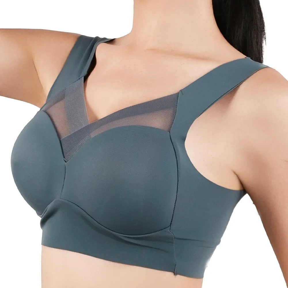 Women Push Up Bra Sexy Bras Sports Brassiere Lace Splicing Pespective Bralette V Neck Intimates Lingerie Large Size Fitness Vest 250530