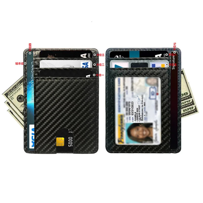 8 Slot Slim RFID Blocking Leather Wallet Credit ID Card Holder Purse Money Case Cover Anti Theft for Men Women Fashion Bags 250605