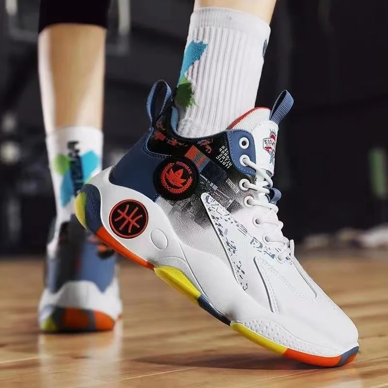 Leather Mens Basketball Shoes Breathable Cushion Non Slip High-top Sneakers Training Casual Sports Shoes Running Shoes
