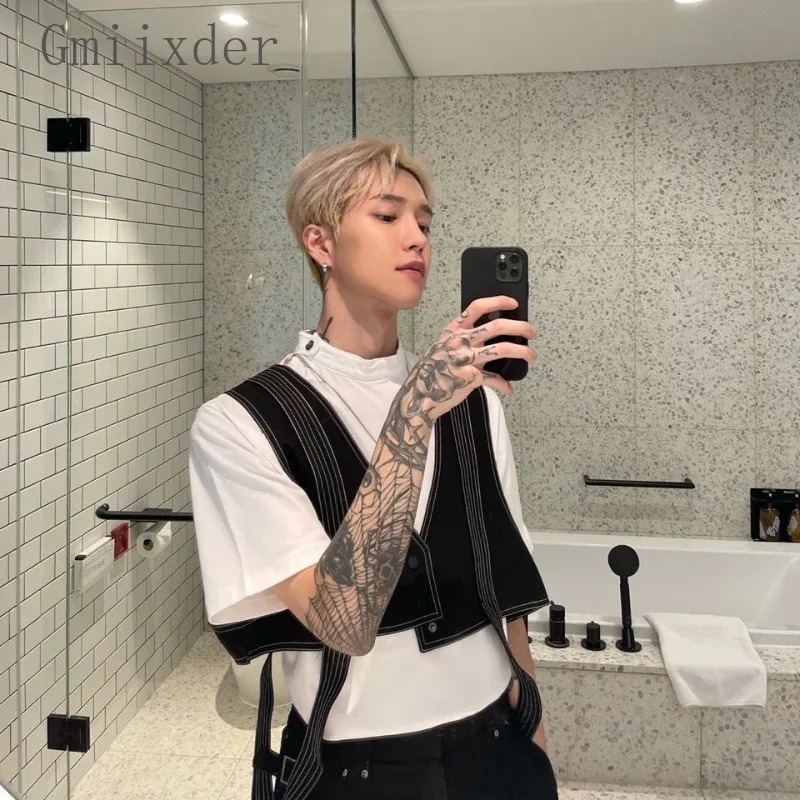 Summer Niche n Outer Workwear Korean Style Highend Functional Cargo Suit Vest Mens Jacket Trendy Aesthetic Chic 250605Z