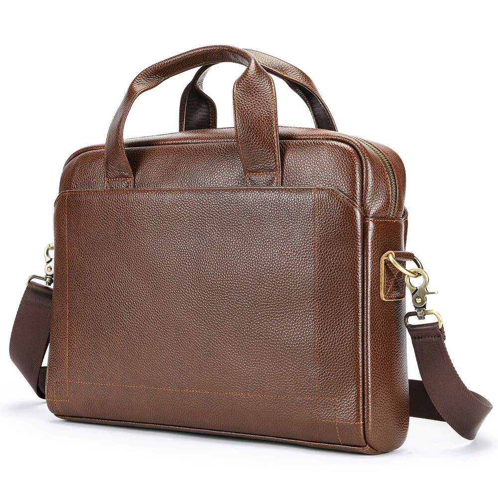 Marlant Men's Handbag First Layer Cowhide Briefcase Genuine Leather Laptop Business Bag