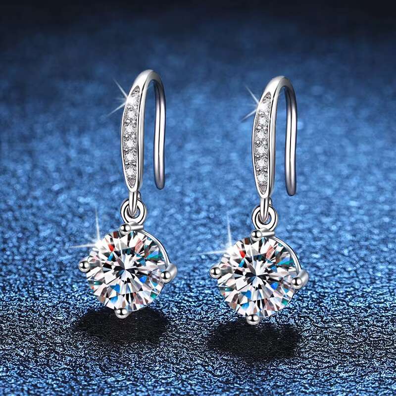 S925 Silver Mosang Stone Earrings Women Jewelry and Accessories Hypoallergenic Diamond Small Female Polynesian