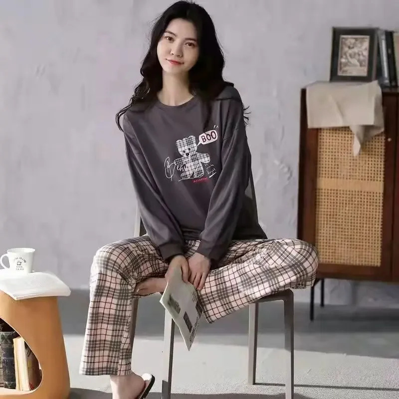 Winter Sleepwear Women Korean Version Long-sleeved Home Suit Loose Daily Casual Large Size Two-piece Set Can Be Worn Outside 250530