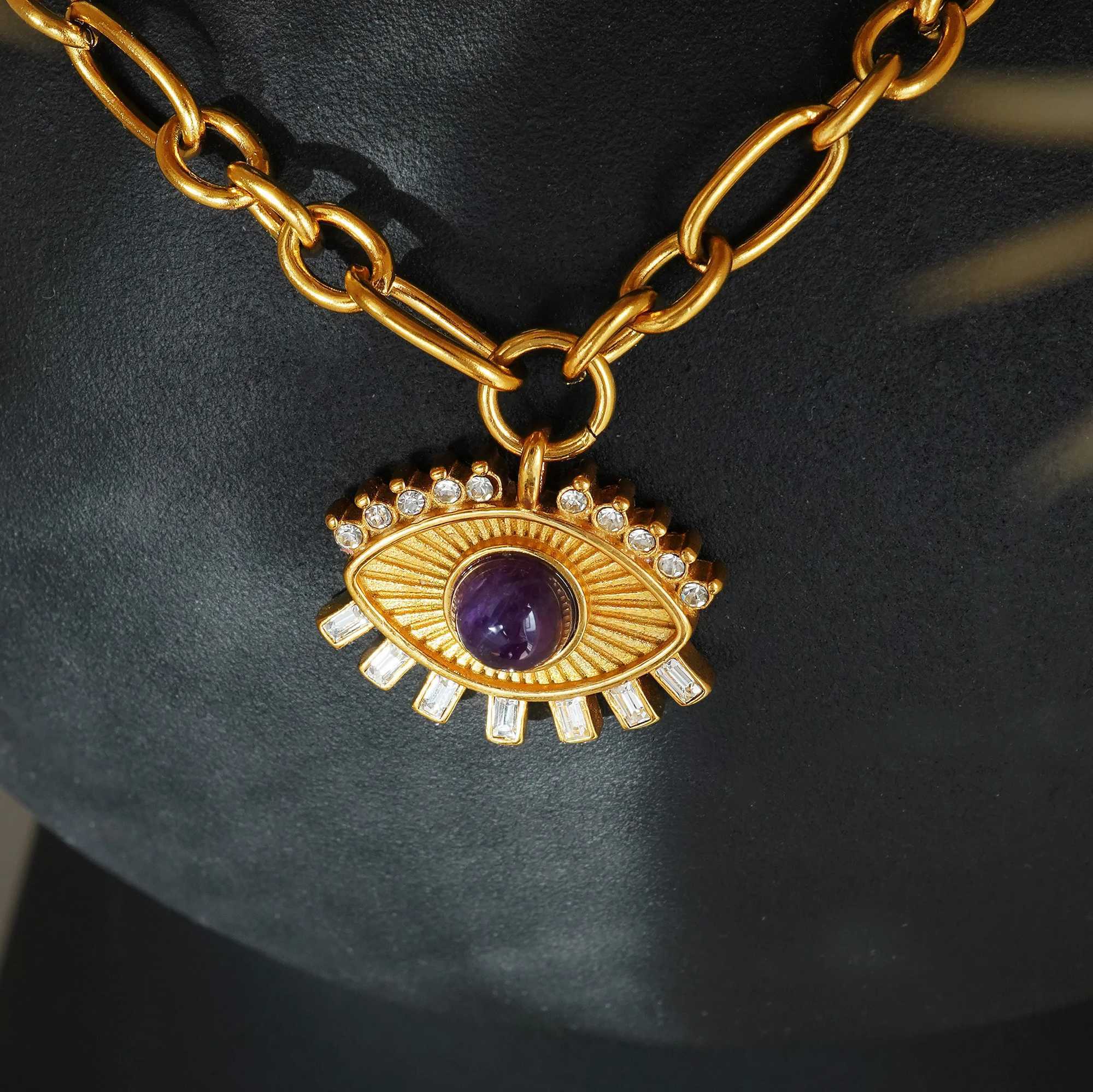 DASEIN 2025 Yeni 18k Altn Kaplama Zirkon Gz of Prophecy Kolye Tarnish Serbest Paslanmaz elik Sarkt Vintage ansl ekicilik Tak XJ250604