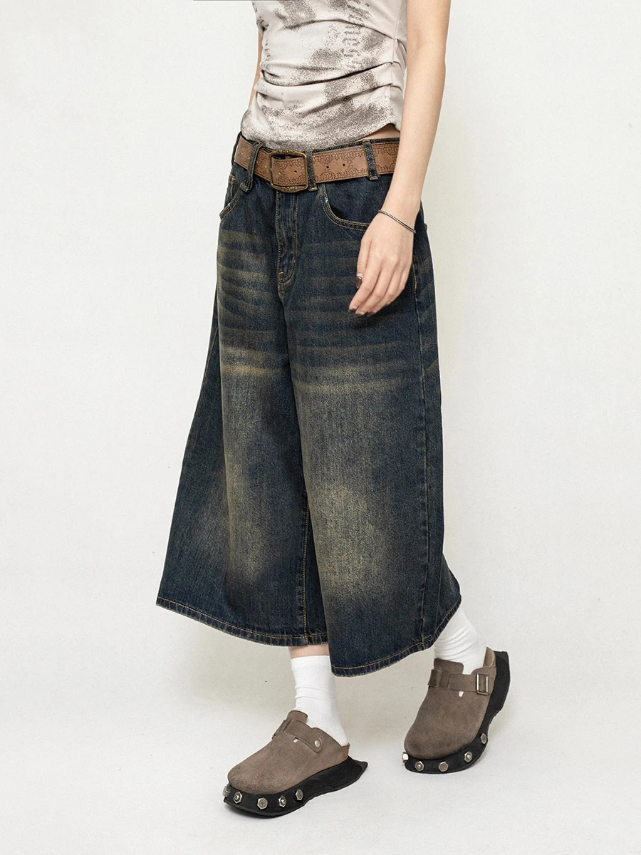 REDDACHiC Boyfriend Style Women Whiskers Denim Shorts Big Size Vintage Casual Wide Pants Baggy Jeans Jorts Grunge Y2k Streetwear 250604