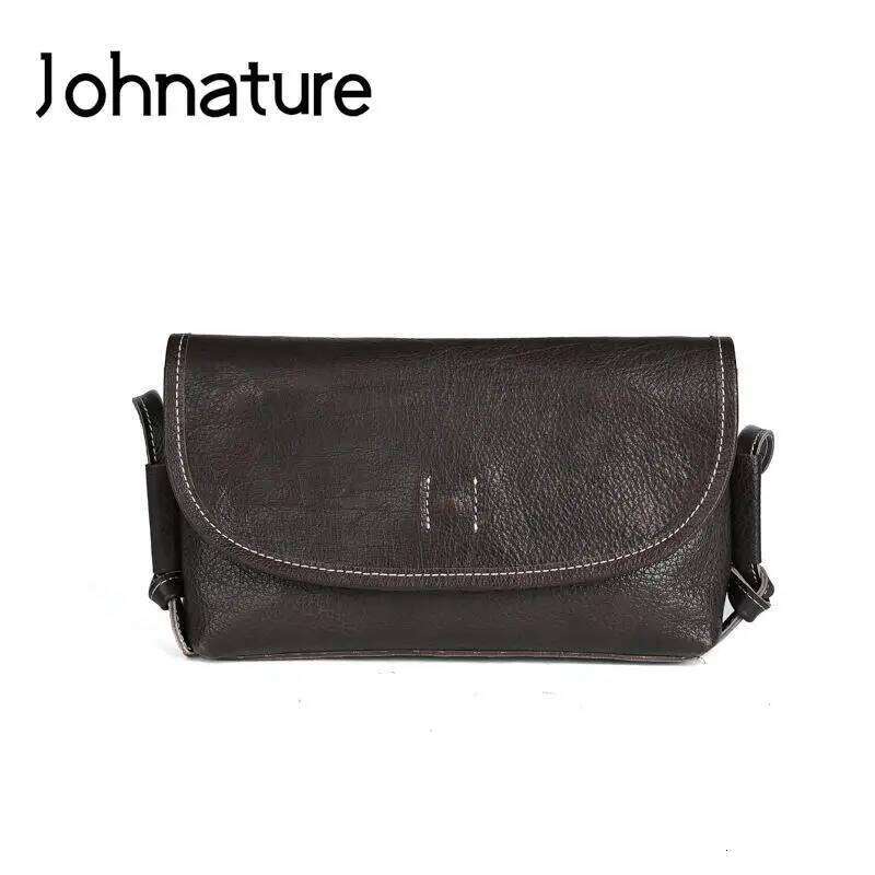Johnature Vintage Solid Color Women Small Bag 2025 New Genuine Leather Versatile Simple Real Cowhide Shoulder & Crossbody Bags 2025/06/05