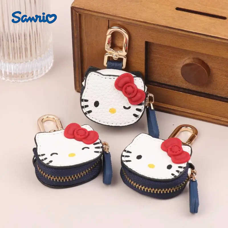 Sanrio Japanese Leather Bow Hello Kitty Keychain Cute Kawaii Charm Hello Kitty Bag Pendant Accessories Birthday Giftw250605