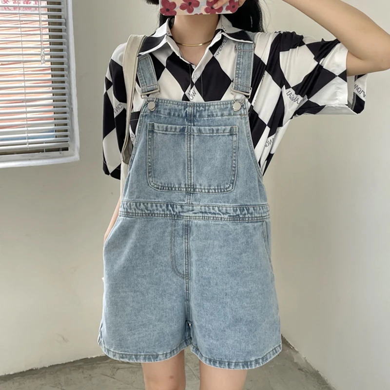 Blue Denim Shorts Female Summer Loose Wide Leg Shorts Korean Jumpsuit Shorts For Women 250603