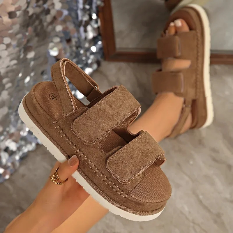 Roman Platform Womens Sandals Summer Casual Height Increase Shoes Woman Open Toe Women Solid Flat Beach Shoes 250605