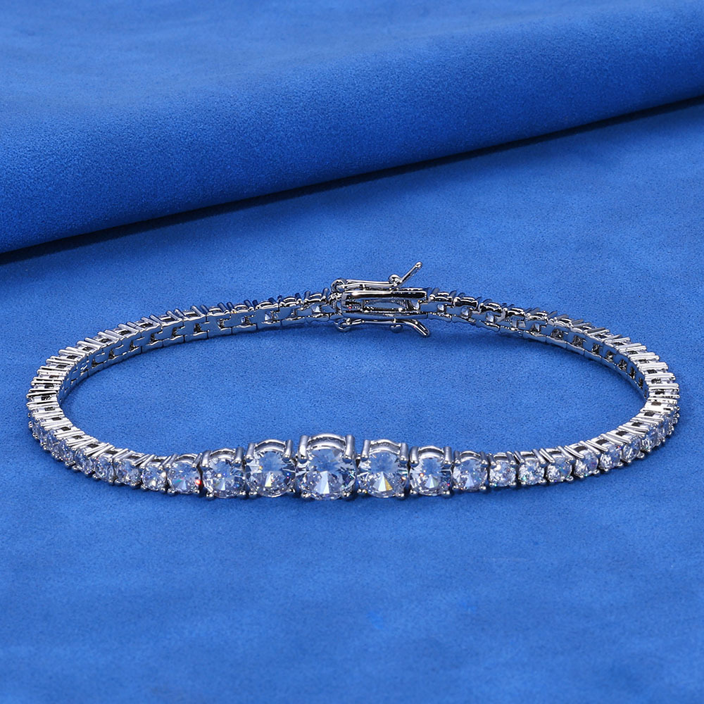 New Gradient Moissanite Tennis Chain Hip-Hop Bracelet Trendy Personality Jewelry Unisex Bracelet Accessories