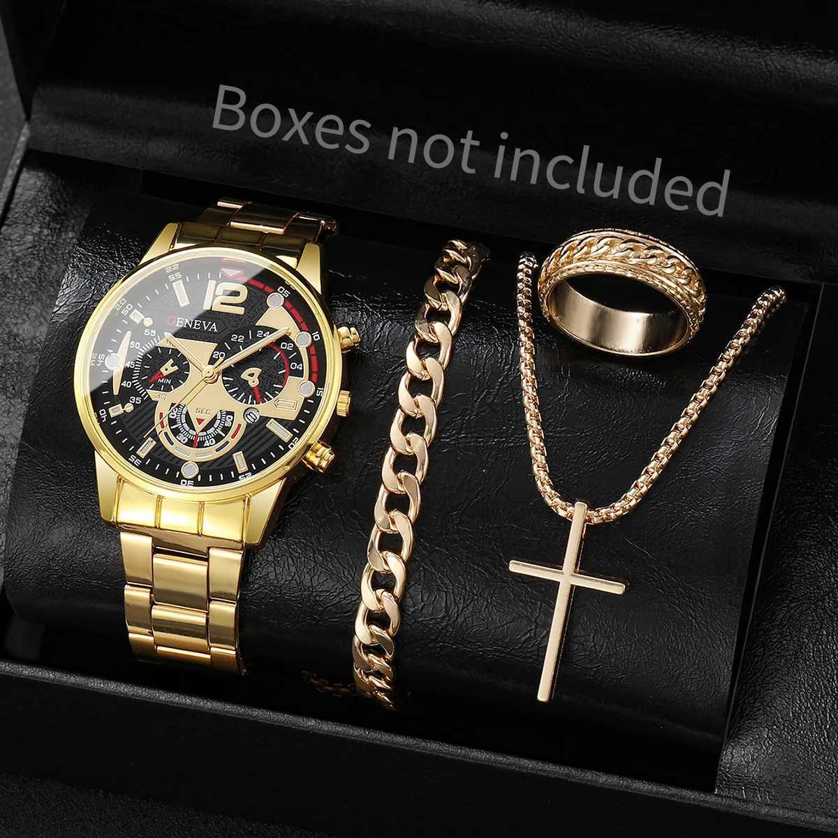 4PCS Men Business Watches Set Fashion Analog Quartz Watch for Mens Clock Reloj HombreWithout Box Y250605