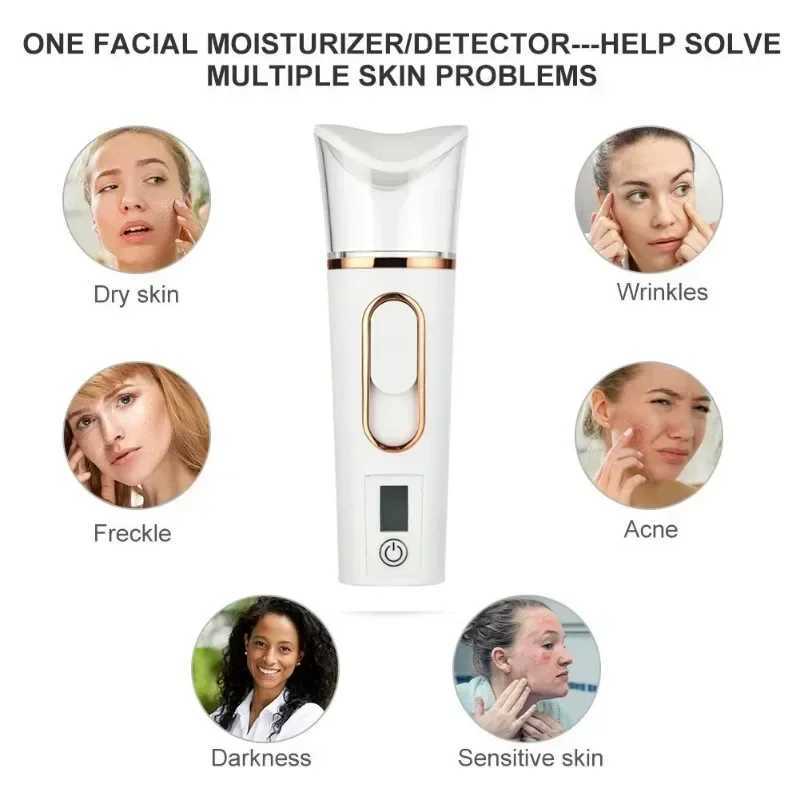 Nano Spray Facial Steamer Humidifier Mini Handheld Portable Mist Sprayer Water Instrument Hydration Humidifier Skin Care Gift XJ250607