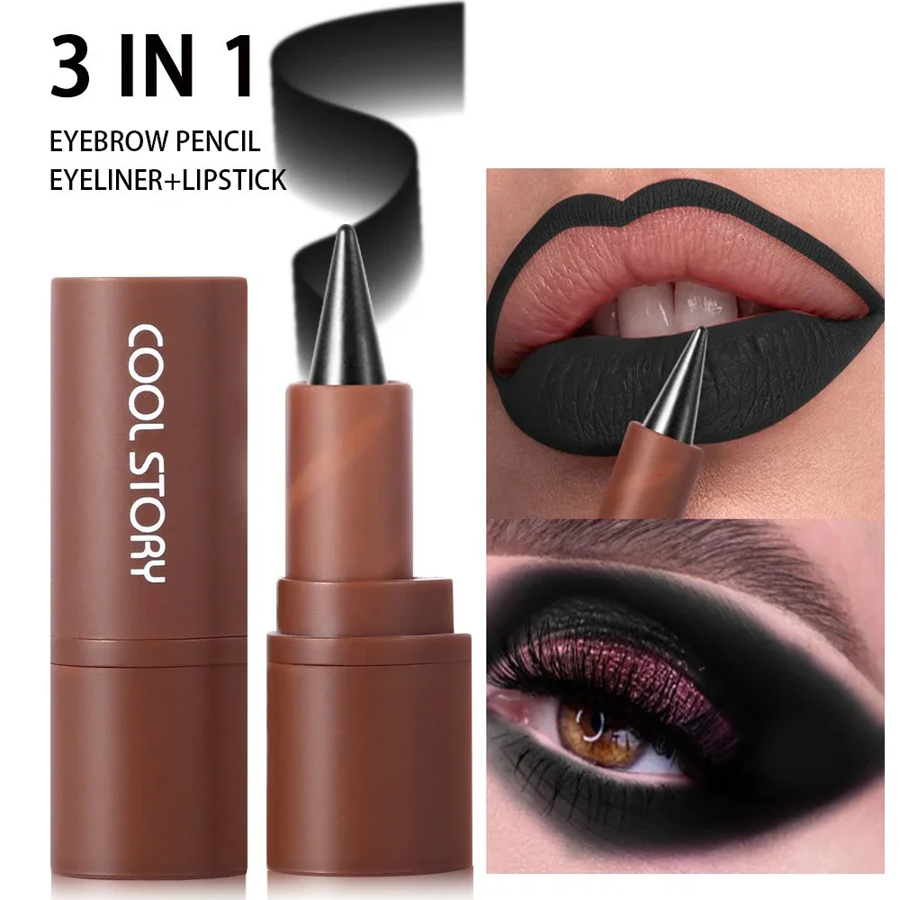 Black Lip Liner Pen Multi-functional Matte Purple White Brown Red Gradient Lipstick Contouring Tint Eyeshadow Eye Liner Pencil 250605