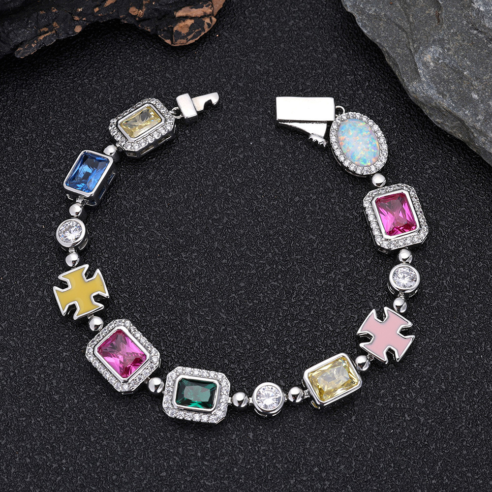 Hip Hop Colorful Jewelry Bracelet for Women Accessories High-end Moissanite Mens Bracelet
