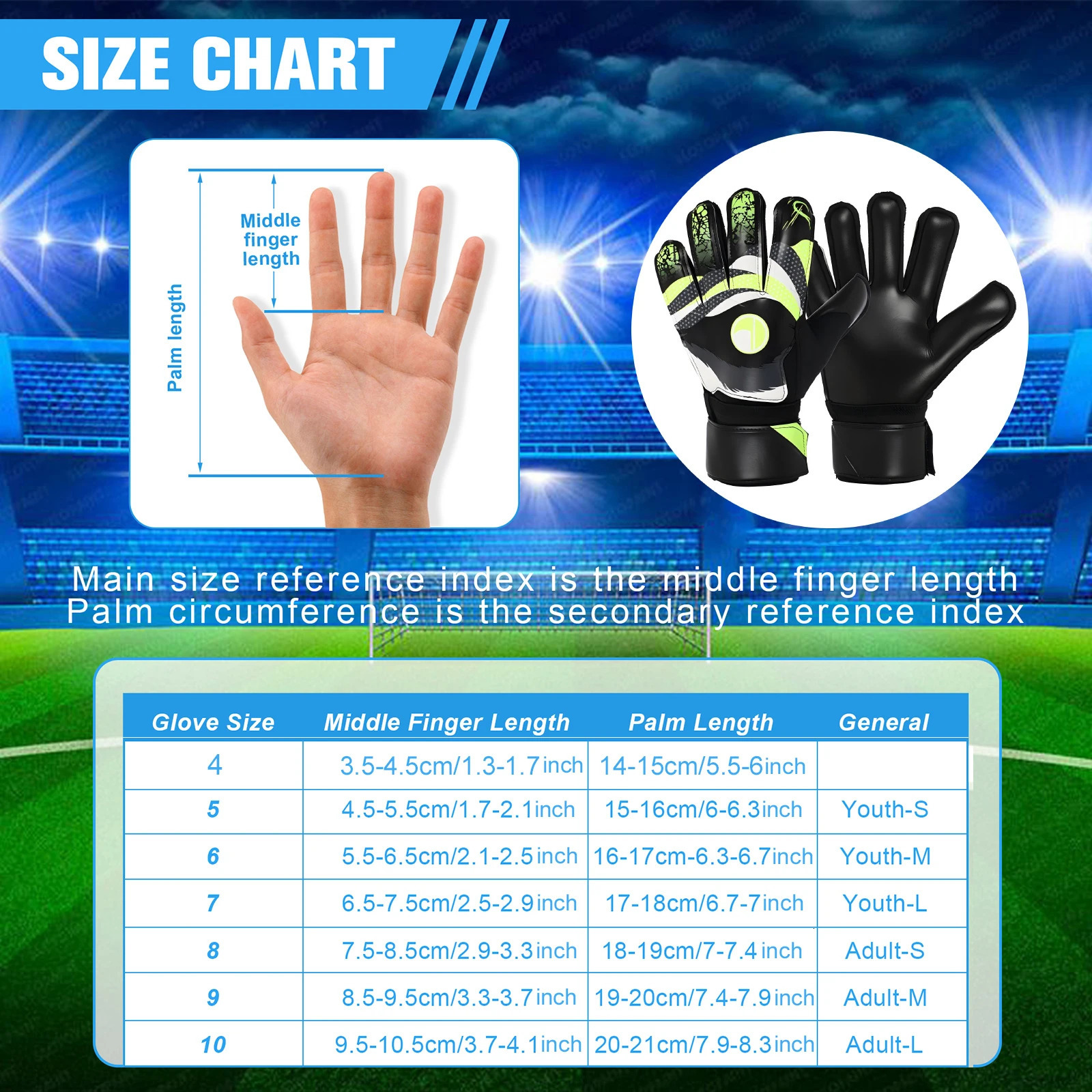 Soccer Goalkeeper Gloves for Youth Adult and Kids Professional Football Gloves with Strong Grips and Finger Protection 250605