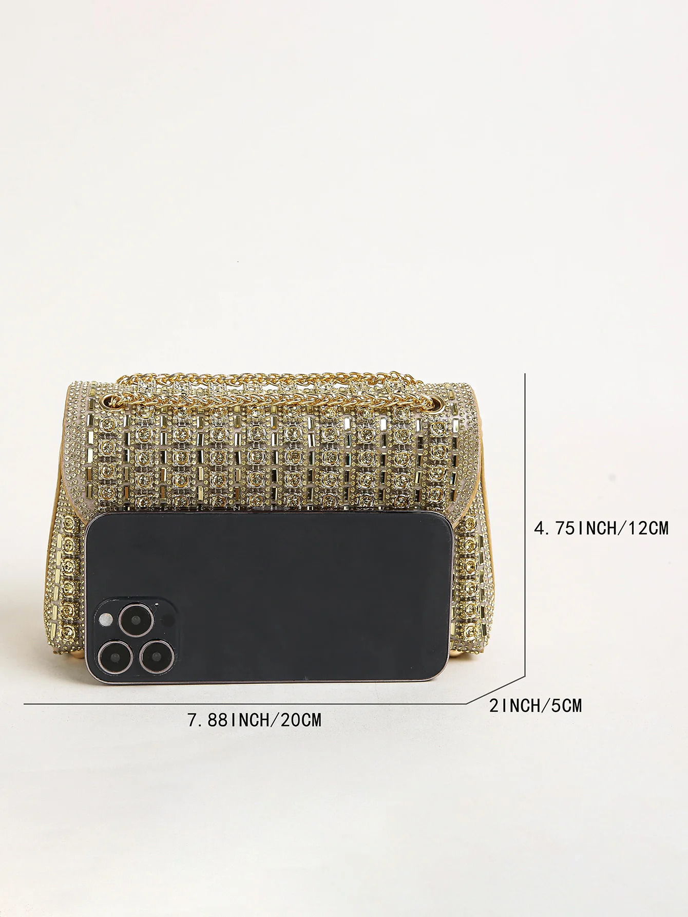 1PC Multicolor Square BagGlitter BlingShiny GlamorousElegantExquisite Small Chain Decor Shoulder Evening BagTop 250528