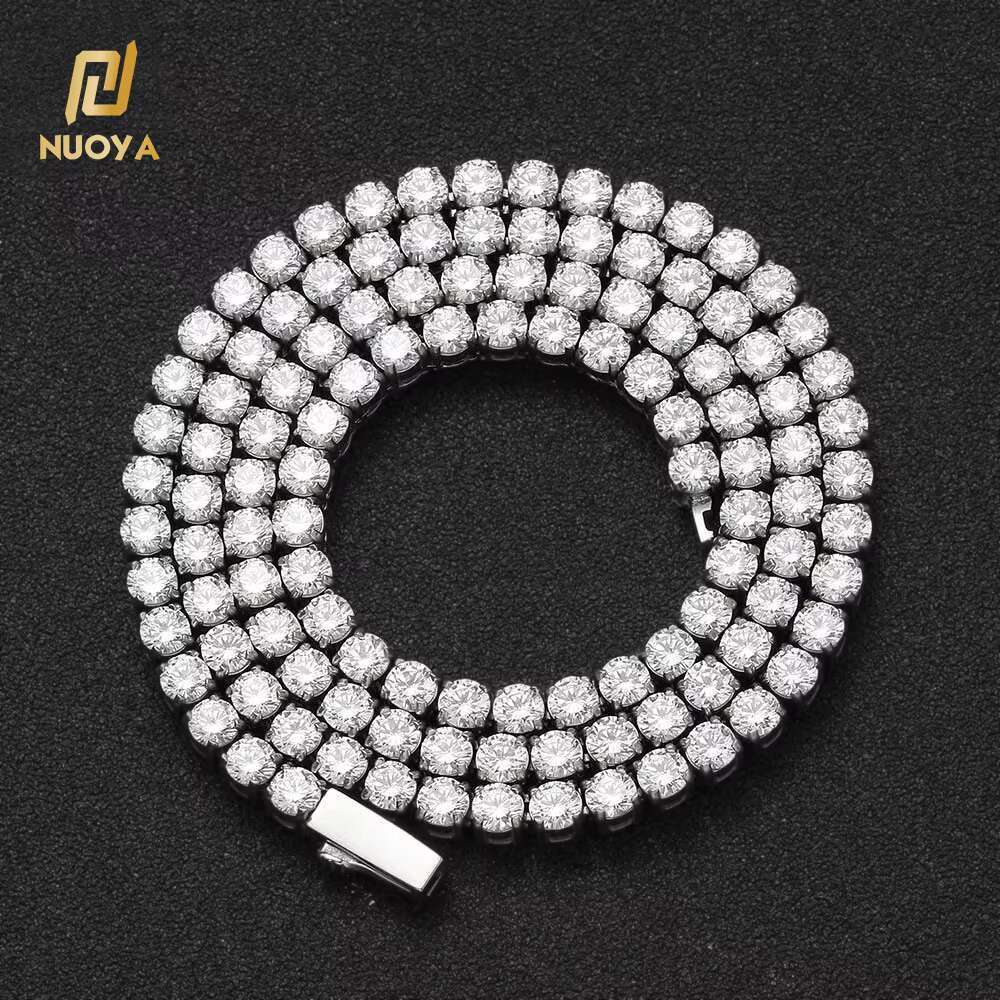 Hip Hop Jewelry 4mm Iced Out MoissaniteChain 18k Gold Plated Custom Stainless Steel Tennis Necklace