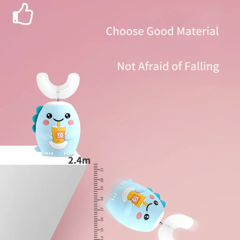 U Shaped Children Sonic Electric Toothbrush for Kids Adults 360° Automatic Smart Silicone Tooth Brushes Rechargeable Blue Light 250604