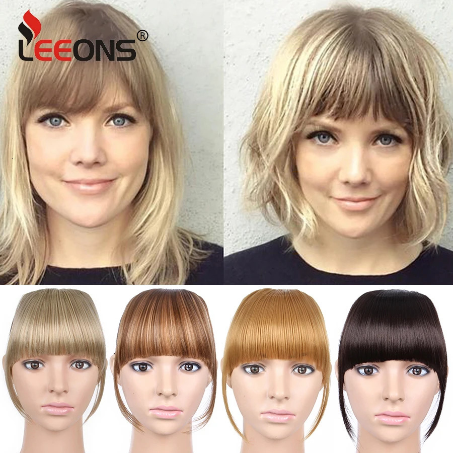 Leeons Synthetic Fringe Bangs Hair Extensions Clip In Bangs 6 Inch Short Straight Hairpiece Front Neat Bang Two Side Burgundy 250529